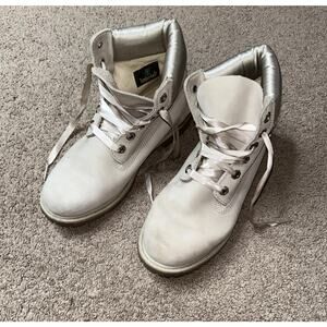 Timberland Premium Waterproof Womens 8 Boots Off White Cream With Anti-Fatigue